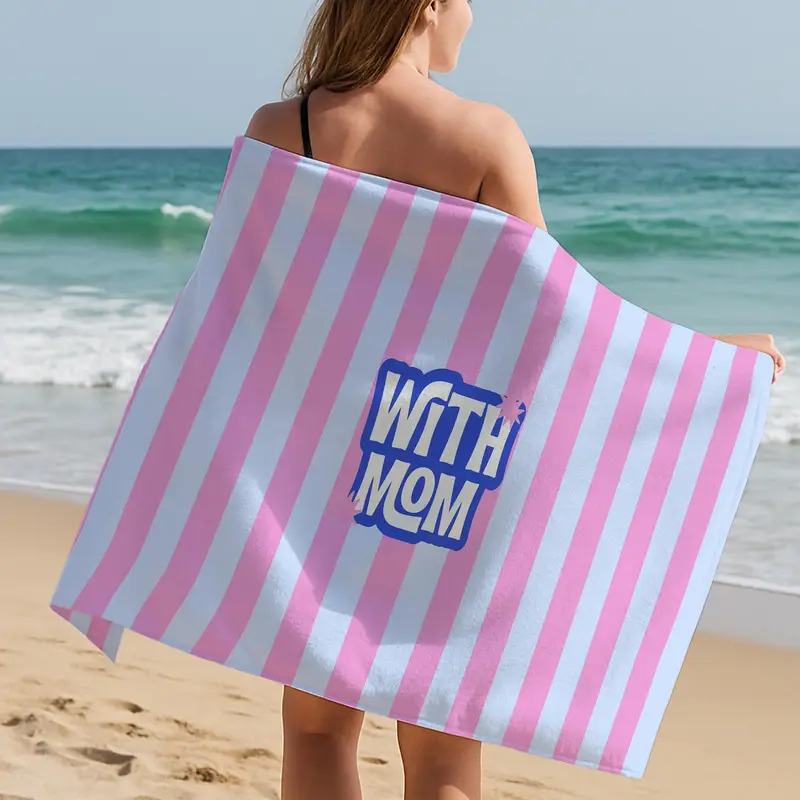 Organic Cotton Pink Beach Towel, Perfect for Summer Pool Days - 1