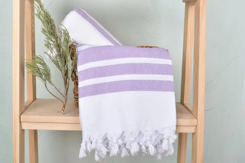 Gift For Mom, Embroidered Towel, Sand-free peshtemal towel for the beach, Gift For Her, Personalized Beach Towel, 70x40 Cotton Herringbone Towel - 4