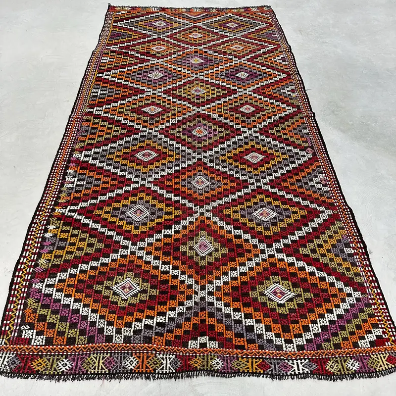 Kırmızı & Yeşil Çizgili Halı, 5,3x9,9 ft Zarif Dekor