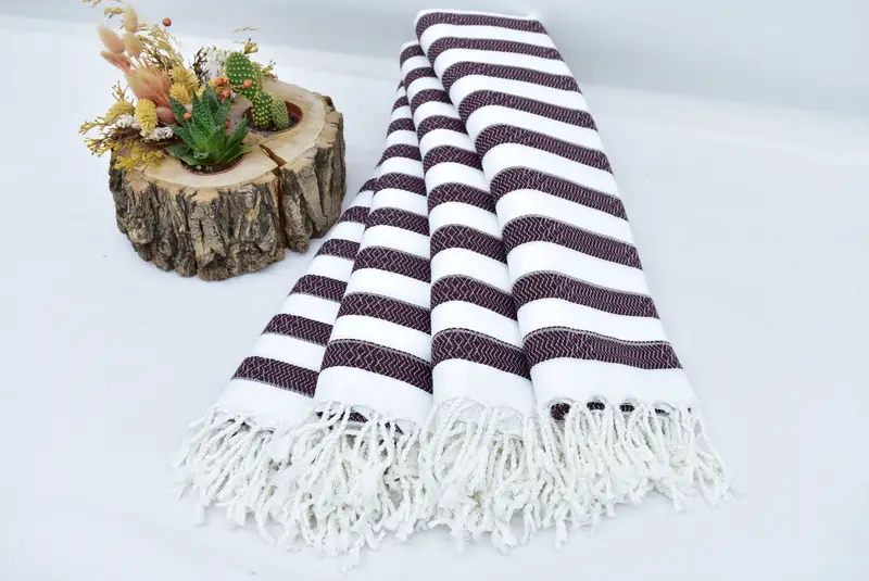 Bridesmaid Gift Towel, Wedding Gift, Custom Bath Towel, Bride Gift, 70x36 Cotton Striped Towel, Fouta towel, Beach Theme Bachelorette Party Gifts - 3