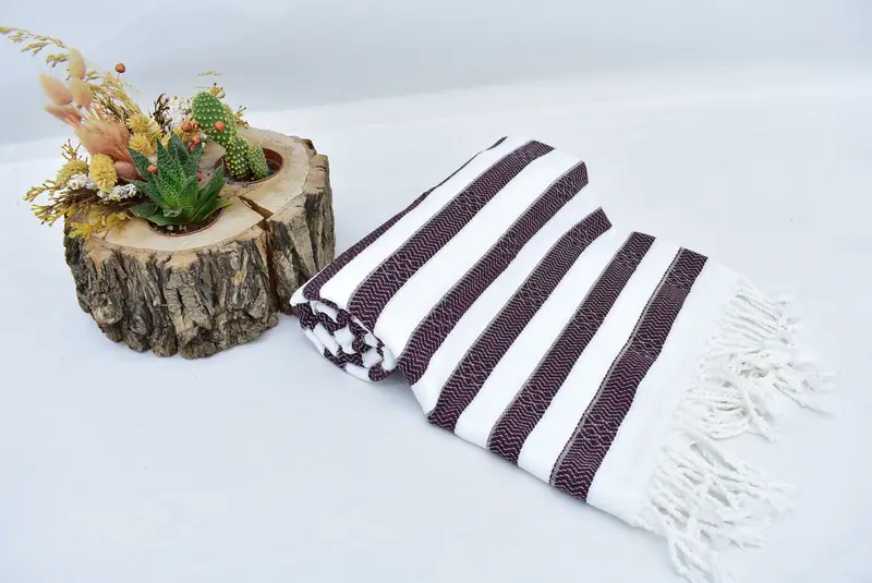 Bridesmaid Gift Towel, Wedding Gift, Custom Bath Towel, Bride Gift, 70x36 Cotton Striped Towel, Fouta towel, Beach Theme Bachelorette Party Gifts - 6
