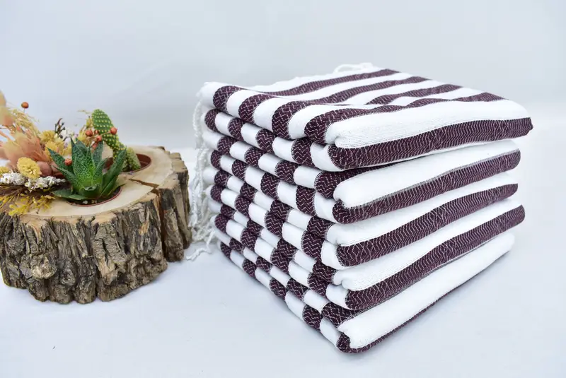 Bridesmaid Gift Towel, Wedding Gift, Custom Bath Towel, Bride Gift, 70x36 Cotton Striped Towel, Fouta towel, Beach Theme Bachelorette Party Gifts - 4