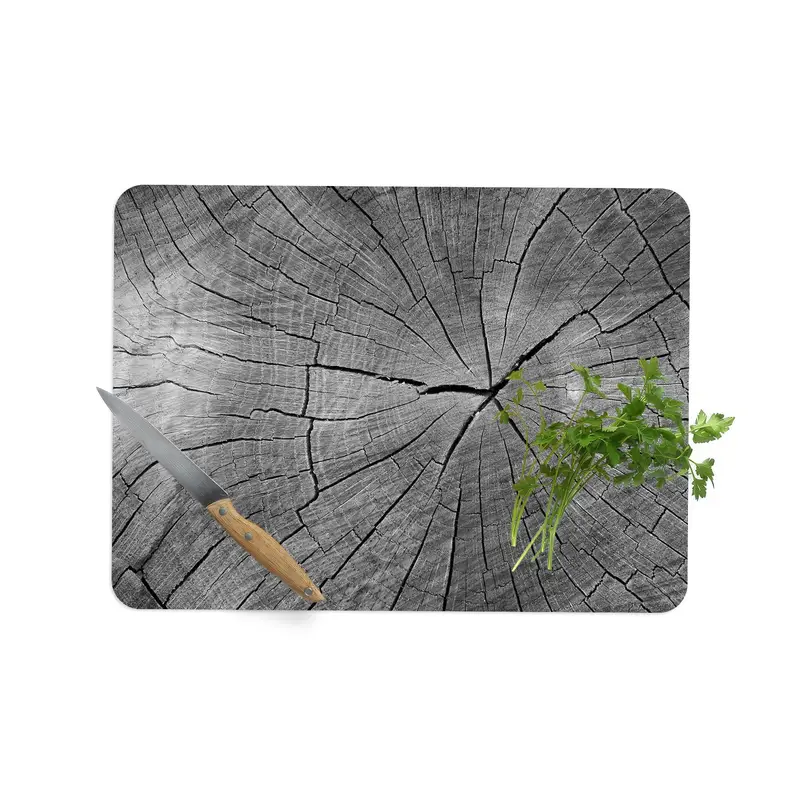 Soyut Ahşap Desenli Cam Kesme Tahtası, Modern Mutfağın Vazgeçilmezi