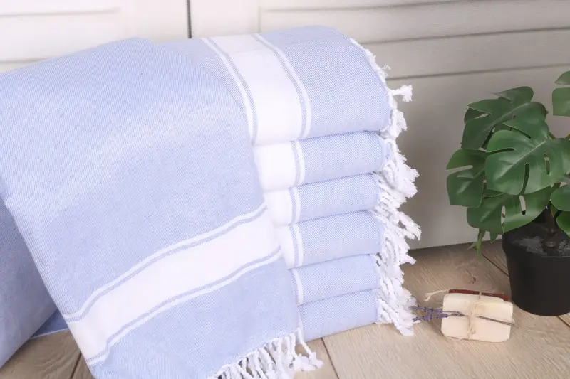 Soft and absorbent Turkish towel, Bachelor Gift, Travel towel, Quick-Dry Beach Towel, Summer Towel, 70x40 Cotton Striped Towel, Embroidered Towel - 1