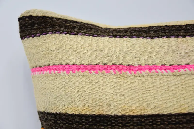Pillow, 12x12 Beige Pillow Sham, Armchair Pillow Cover, Interior Designer Pillow, Bed Cushion, Boho Pillow, Ethnical Kilim Rug Pillow - 2