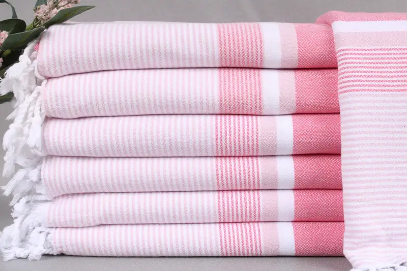 Custom Pink-Fuchsia Striped Turkish Beach Towel, 40x67 Inches