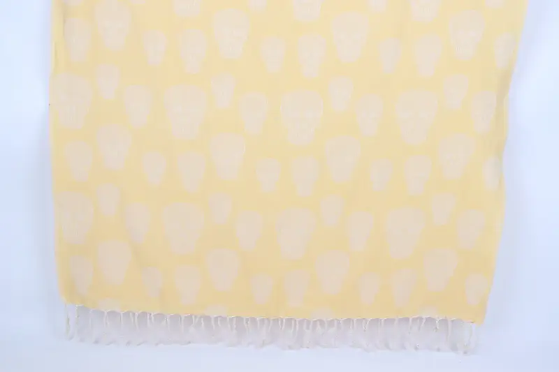 Personalized Turkish Towel Yellow Skull Pattern, 36x67 Inches