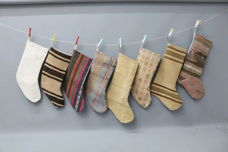 22 Inch Christmas Ornaments Pattern Stocking, Festive Fireplace Decor