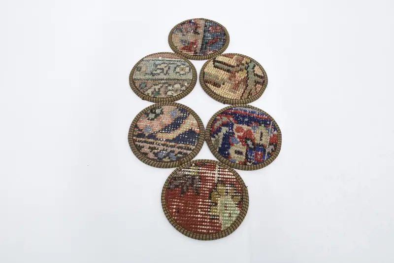 Posavasos redondo bohemio, posavasos étnico marrón y bronce