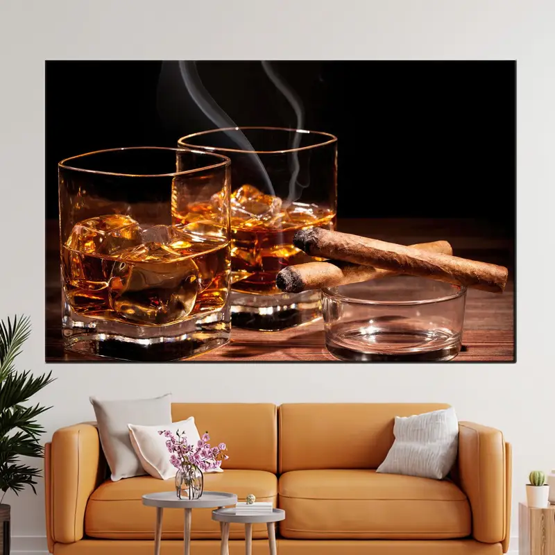 エレガントなシガーバー キャンバス: Man Cave ロフト装飾プリント