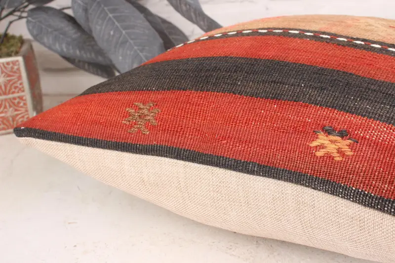 Antique Pillows, Authentic Pillow Sham, 16x16 Red Pillow Cover, Vintage Kilim Pillow, Kilim Cushion Sham, Pillow, Vintage Throw Cushion Cover - 7