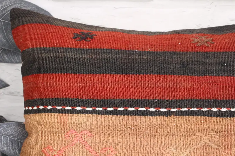 Antique Pillows, Authentic Pillow Sham, 16x16 Red Pillow Cover, Vintage Kilim Pillow, Kilim Cushion Sham, Pillow, Vintage Throw Cushion Cover - 2
