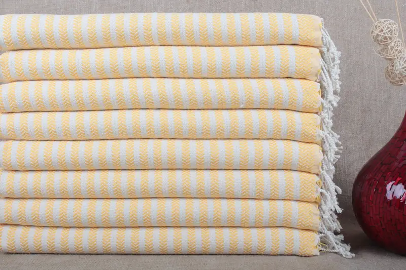 Kitchen Towel Organic Cotton Chevron Beige, 18x36 Inches
