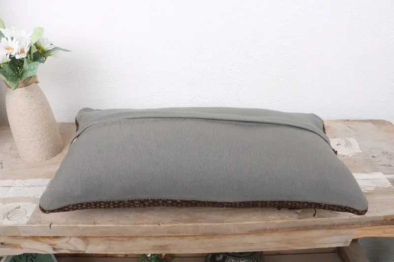 8x16 Brown Cushion Cover, Outdoor Patio Cushion Case, Hippie Throw Cushion Cover, Boho Pillow, Antique Pillows, Throw Kilim Pillow, Pillow - 7