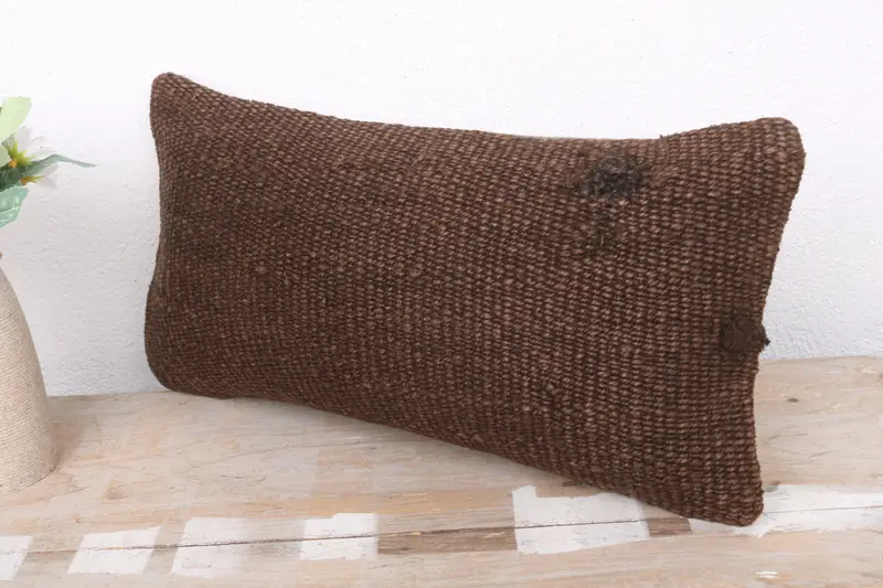 8x16 Brown Cushion Cover, Outdoor Patio Cushion Case, Hippie Throw Cushion Cover, Boho Pillow, Antique Pillows, Throw Kilim Pillow, Pillow - 4