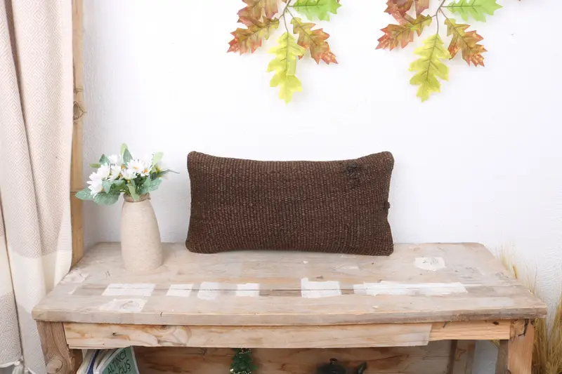 8x16 Brown Cushion Cover, Outdoor Patio Cushion Case, Hippie Throw Cushion Cover, Boho Pillow, Antique Pillows, Throw Kilim Pillow, Pillow - 1