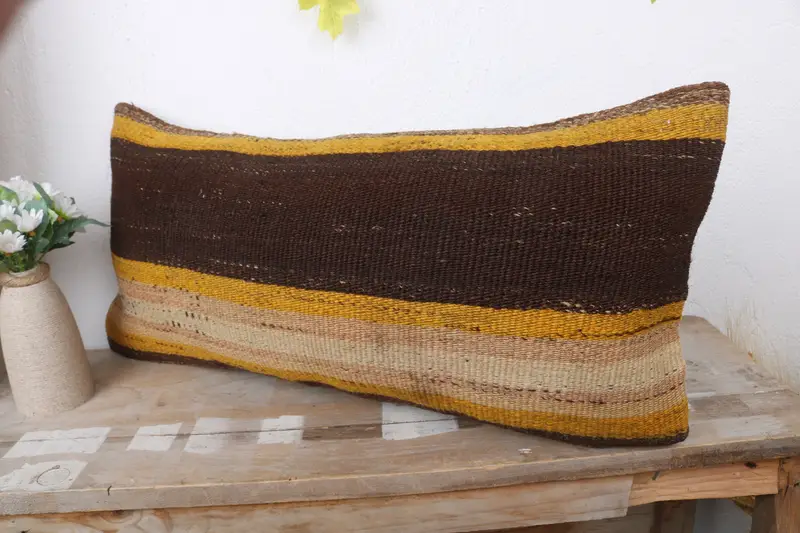 12x24 Brown Cushion Case, Chair Pillow Sham, Bed Pillow, Kilim Pillow Cover, Interior Designer Pillow, Boho Pillow Sham Cover, Pillow Sham - 4