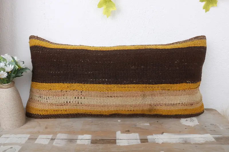 12x24 Brown Cushion Case, Chair Pillow Sham, Bed Pillow, Kilim Pillow Cover, Interior Designer Pillow, Boho Pillow Sham Cover, Pillow Sham - 2