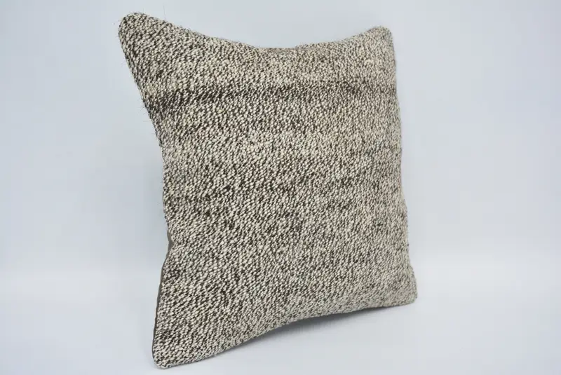 Kilim Cushion Sham, 12x12 Brown Pillow, Knitted Cushion, Square Throw Pillow Sham, Turkish Pillow, Vintage Kilim Throw Pillow, Pillow Cover - 3