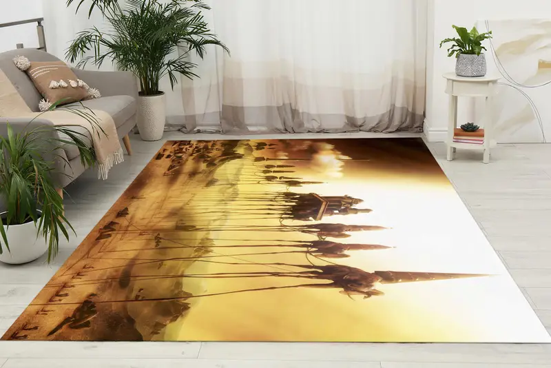 エレガントでシュールなプリントラグ：ダリからインスピレーションを得たモダンな抽象デザイン