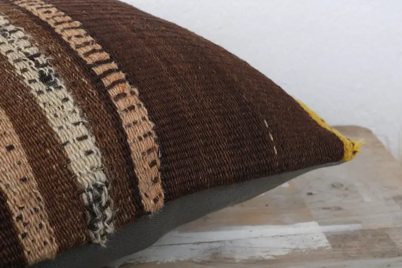 Vintage Kilim Throw Pillow, 12x24 Brown Cushion Case, Kilim Pillow Cover, Pillow, Pillow for Couch, Pet Pillow Case, Authentic Pillow Case - 6