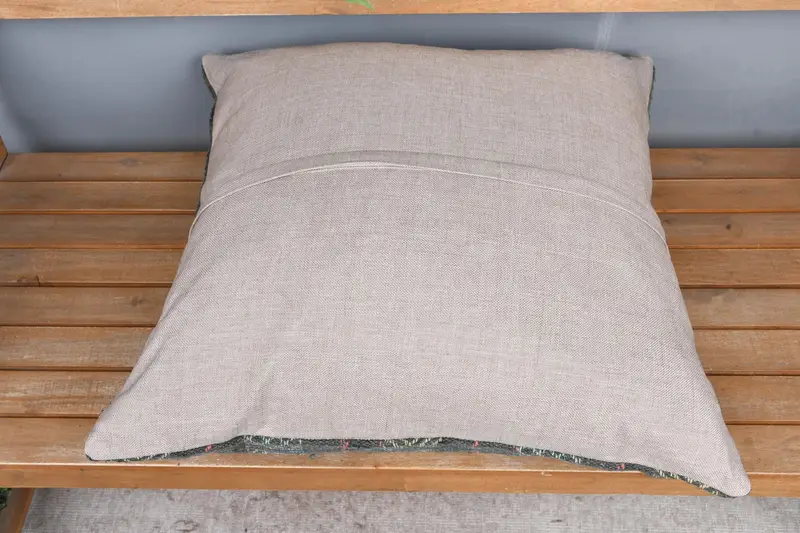Pillow Case, 24x24 Gray Cushion Case, Pillow for Sofa, Boho Pillow Sham Cover, Kilim Pillow, Natural Cushion, Bright Pillow - 5