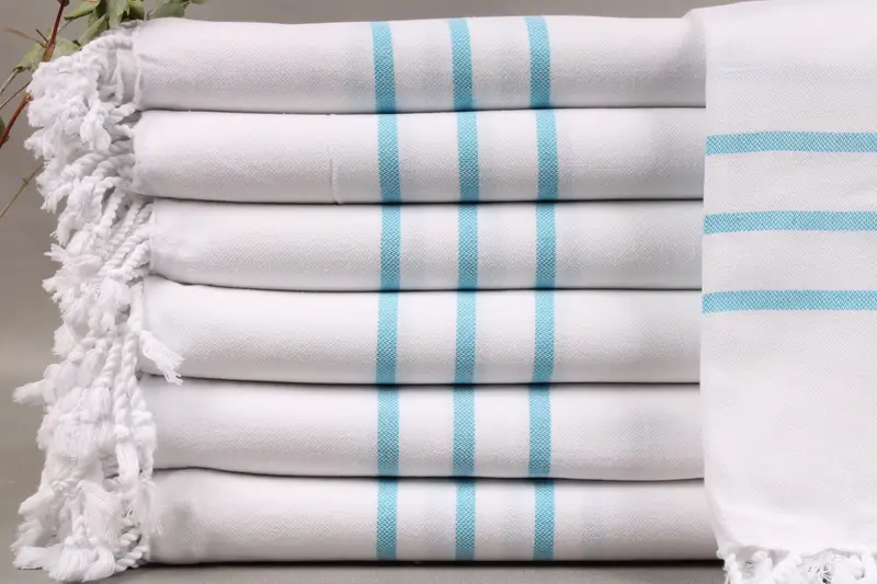 Personalized Turkish Beach Towel Turquoise Striped, Beige, 40x71 Inches