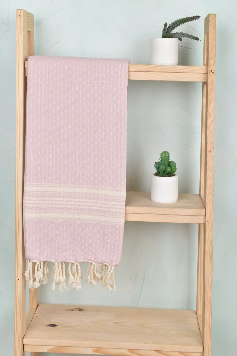 Turkish Towel USA, 68x38 Cotton Striped Towel, Quick-dry peshtemal, Embroidery Towels, Handwoven organic Turkish towel for spa, Thin towel - 8