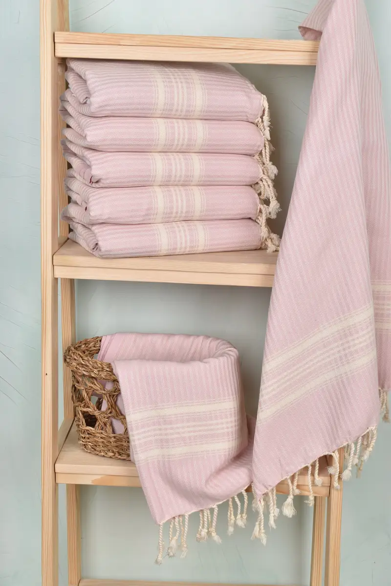 Turkish Towel USA, 68x38 Cotton Striped Towel, Quick-dry peshtemal, Embroidery Towels, Handwoven organic Turkish towel for spa, Thin towel - 3