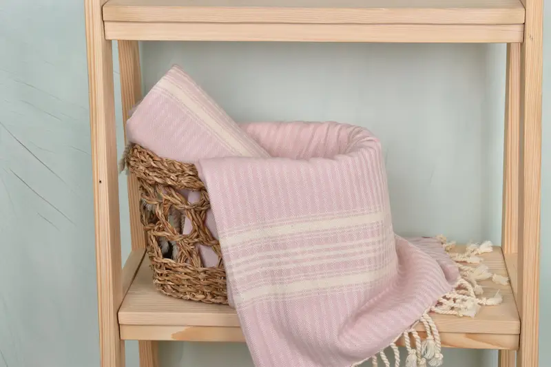 Turkish Towel USA, 68x38 Cotton Striped Towel, Quick-dry peshtemal, Embroidery Towels, Handwoven organic Turkish towel for spa, Thin towel - 4