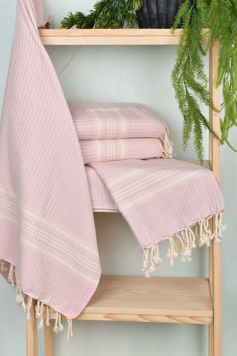 Turkish Towel USA, 68x38 Cotton Striped Towel, Quick-dry peshtemal, Embroidery Towels, Handwoven organic Turkish towel for spa, Thin towel - 6