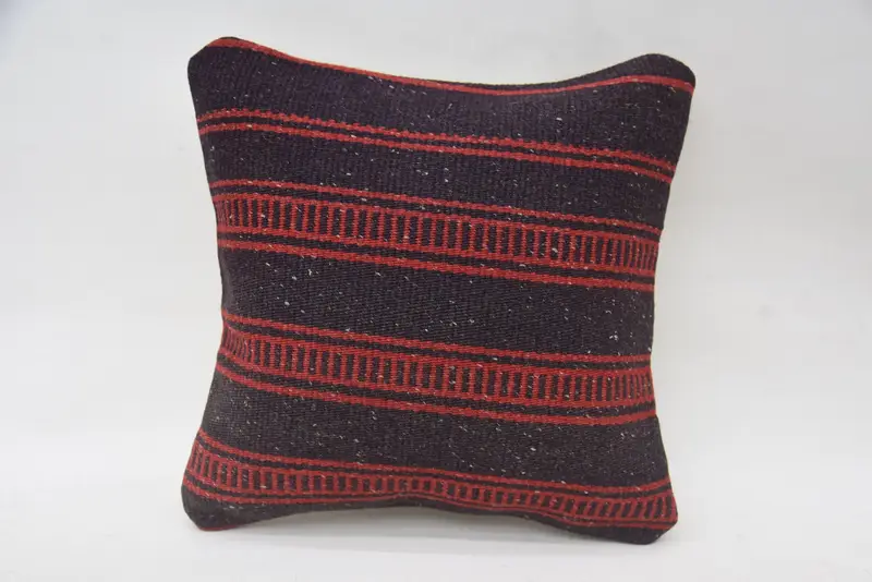 Roter Vintage-Antik-Euro-Sham, gestreift, 12,7 x 12,7 cm, saisonales Geschenk-Stuhlkissen - 1