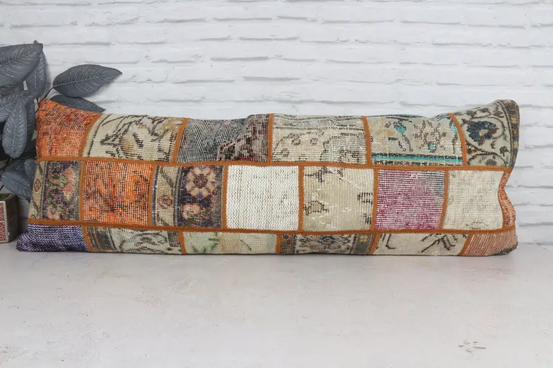 Aztec Cushion Case, Cushion Cover, Kilim Pillow, Gift Pillow, Aesthetic Pillow Case, 16x48 Orange Pillow Cover, Boho Throw Pillow, Boho Pillow - 1