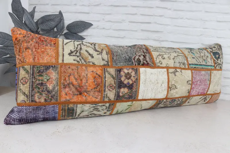 Aztec Cushion Case, Cushion Cover, Kilim Pillow, Gift Pillow, Aesthetic Pillow Case, 16x48 Orange Pillow Cover, Boho Throw Pillow, Boho Pillow - 3