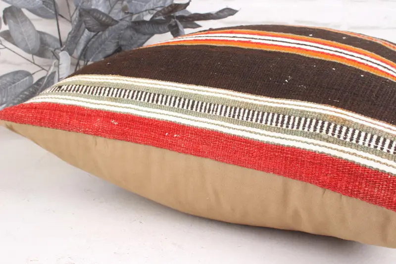Floor Cushion Case, Pillow, Pillow for Sofa, 24x24 Brown Pillow, Vintage Kilim Pillow, Vintage Kilim Pillow Cushion, Boho Pillow - 7