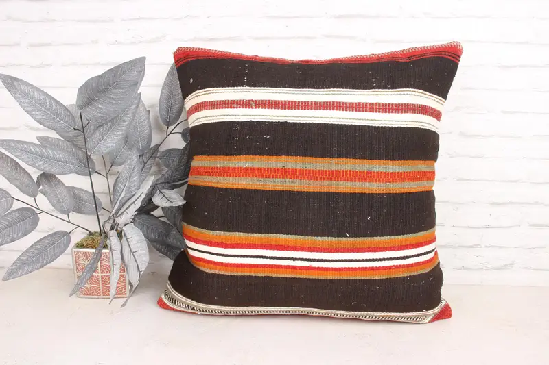 Floor Cushion Case, Pillow, Pillow for Sofa, 24x24 Brown Pillow, Vintage Kilim Pillow, Vintage Kilim Pillow Cushion, Boho Pillow - 1