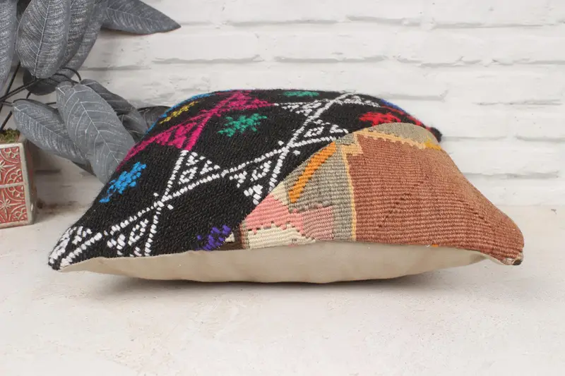 Throw Kilim Pillow, Kilim Pillow, Bright Pillow Cover, Boho Pillow Sham Cover, Decorative Throw Pillow Case, 16x16 Pink Pillow Case, Pillow Case - 5