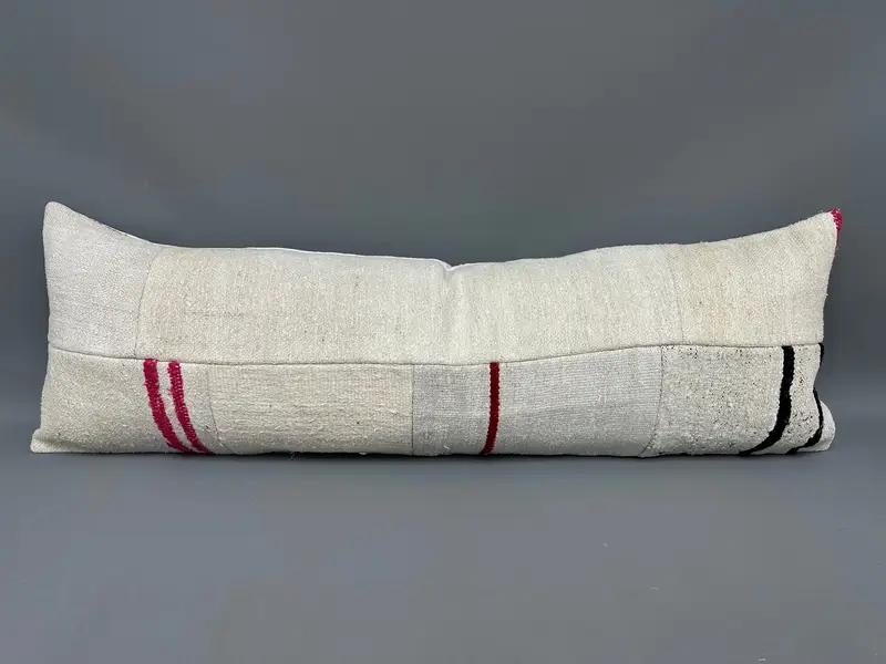 Pillow Sham, Vintage Pillow, Cozy Throw Cushion Case, Kilim Pillow Cover, Nautical Throw Pillow, 16x48 Beige Pillow Sham, Vintage Kilim Throw Pillow - 4