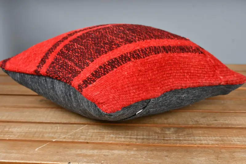 Office Chair Cushion, Boho Pillow, Office Chair Pillow Cover, 12x12 Red Pillow, Turkish Pillow, Cushion, Vintage Pillow, Vintage Throw Pillow - 4