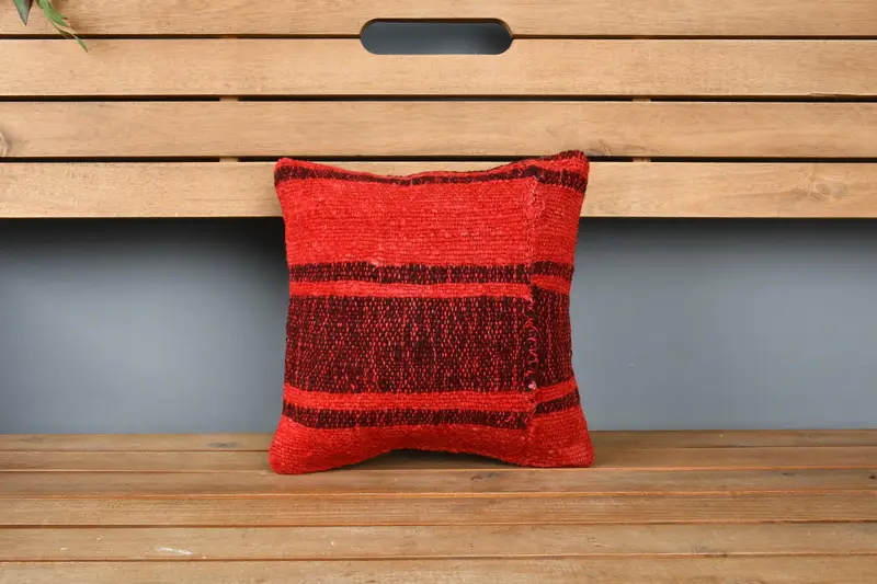Office Chair Cushion, Boho Pillow, Office Chair Pillow Cover, 12x12 Red Pillow, Turkish Pillow, Cushion, Vintage Pillow, Vintage Throw Pillow - 6