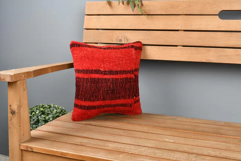 Office Chair Cushion, Boho Pillow, Office Chair Pillow Cover, 12x12 Red Pillow, Turkish Pillow, Cushion, Vintage Pillow, Vintage Throw Pillow - 1