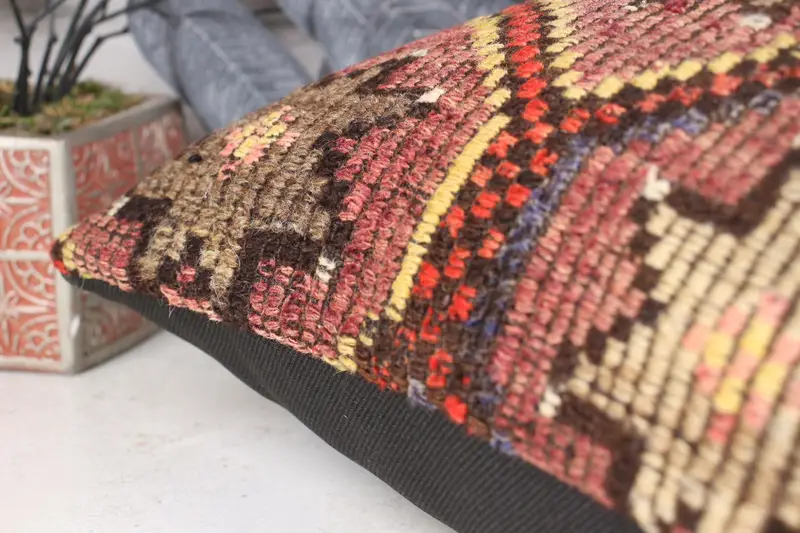 16x24 cojín rojo, una farsa de almohada única, almohada de regalo, cubierta de almohada, almohada de kilim, caja de cojín de interior, almohada de alfombra de kilim étnico - 7