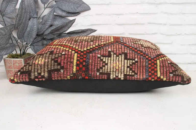 16x24 cojín rojo, una farsa de almohada única, almohada de regalo, cubierta de almohada, almohada de kilim, caja de cojín de interior, almohada de alfombra de kilim étnico - 5