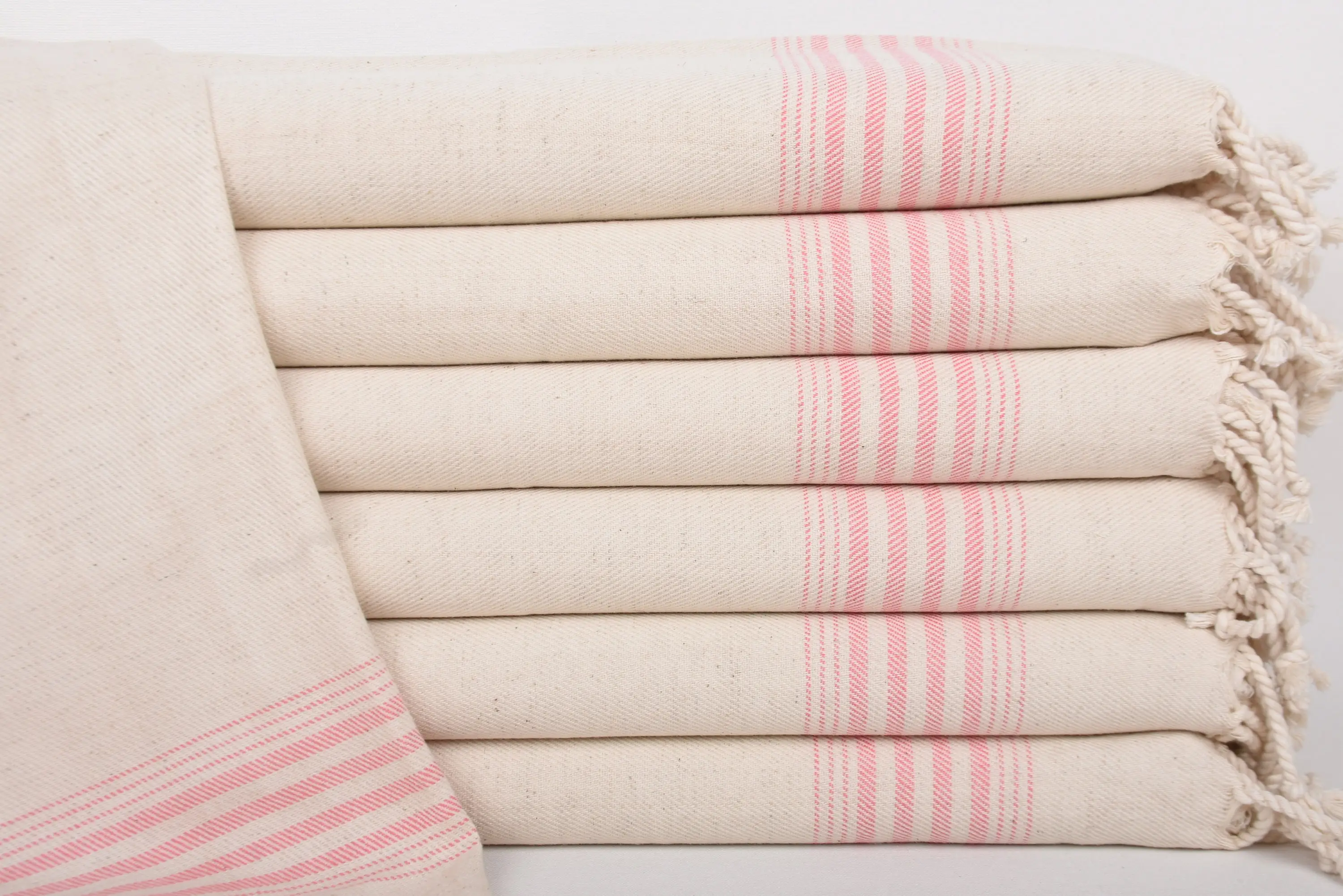 Home Decor Coral Striped Dish Towel, Organic Cotton, 36x18 Inches - 1