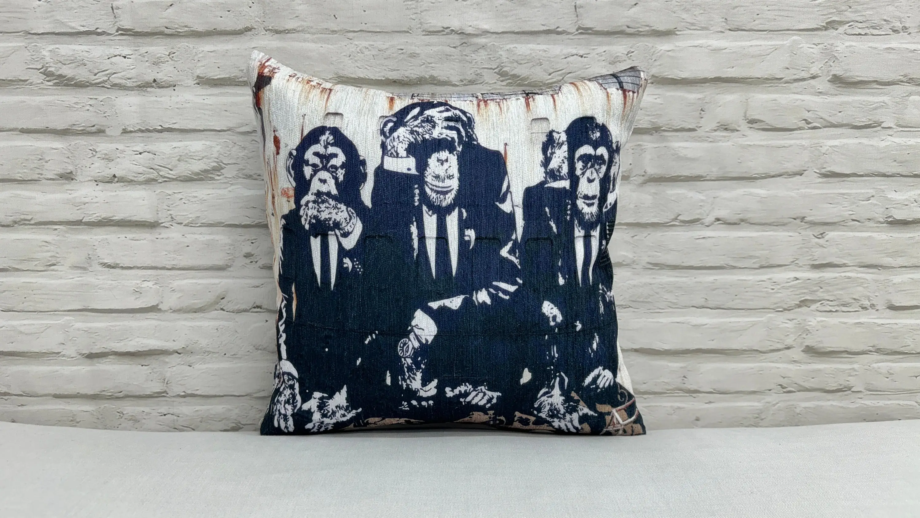 Banksy Monkey Graffiti Printed Pillow - Unique Home Accent - 1