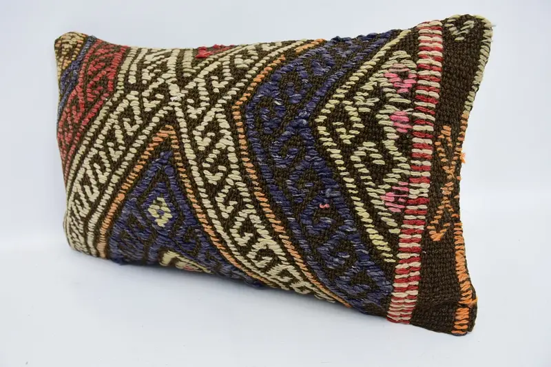 Cushion Cover, Gift Pillow, Pattern Throw Cushion, Vintage Kilim Throw Pillow, Interior Designer Pillow, 12x20 Blue Pillow Cover, Rustic Pillow Case - 4