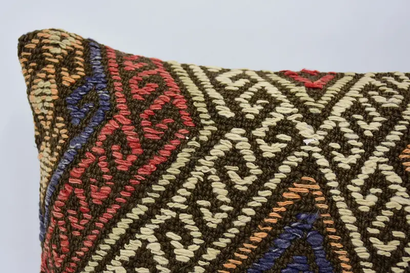 Cushion Cover, Gift Pillow, Pattern Throw Cushion, Vintage Kilim Throw Pillow, Interior Designer Pillow, 12x20 Blue Pillow Cover, Rustic Pillow Case - 2
