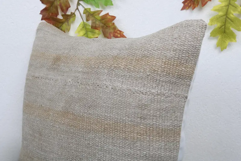 Ethnical Kilim Rug Pillow, Kilim Cushion Sham, Couch Pillow Sham, Interior Designer Pillow, Rustic Pillow Cover, Cushion, 18x18 Beige Cushion Cover - 5