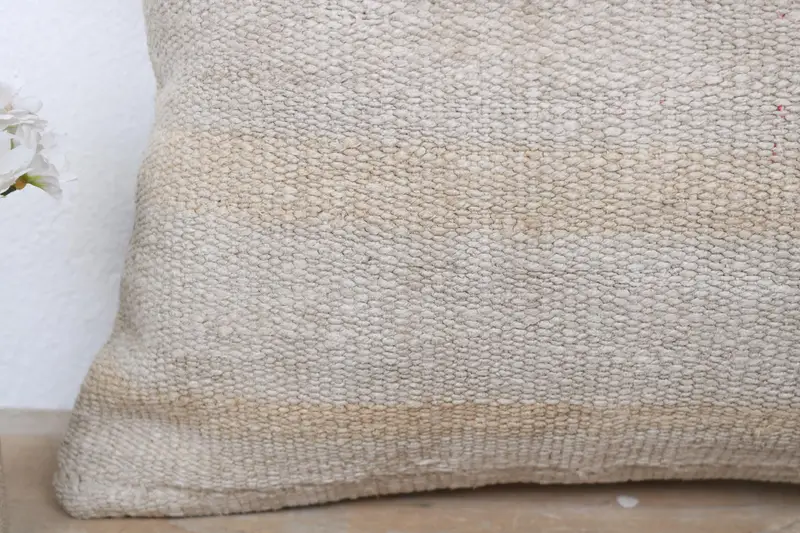 Ethnical Kilim Rug Pillow, Kilim Cushion Sham, Couch Pillow Sham, Interior Designer Pillow, Rustic Pillow Cover, Cushion, 18x18 Beige Cushion Cover - 3