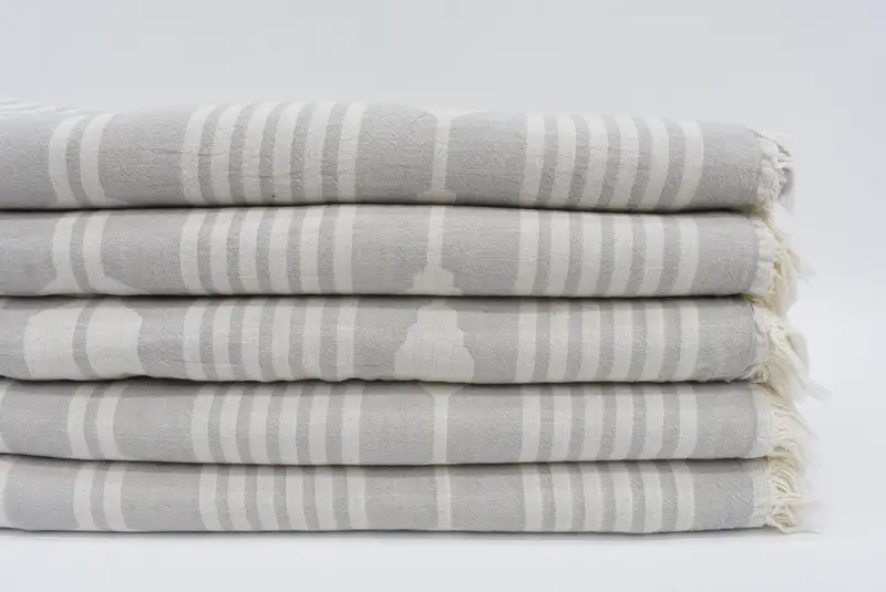 Gray Striped Bath Towel Organic Cotton, 70x36 Inches